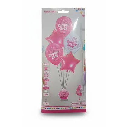 CENTRO MESA CON GLOBO ROSADO