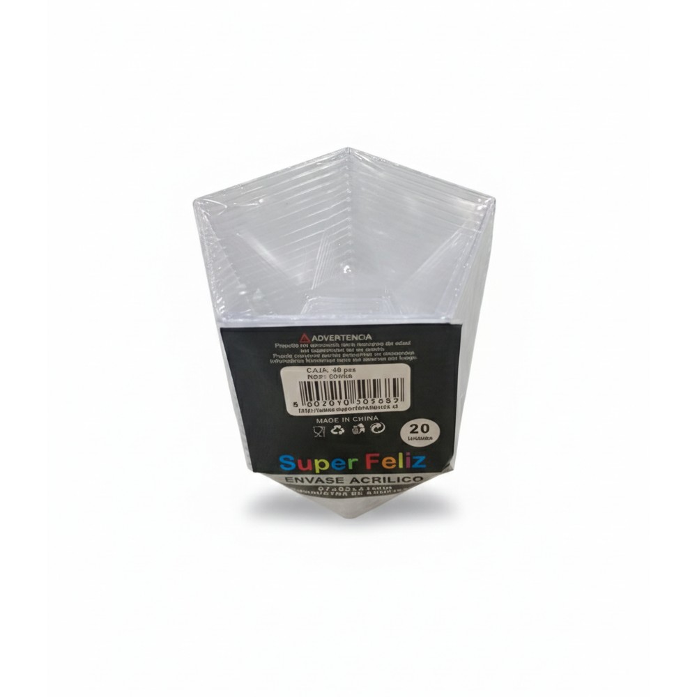 ENVASE ACRILICO 20 UNIDADES